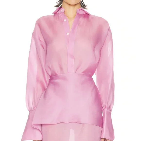 NWT BEST Helsa The Silk Gazar Shirt Ash Rose Pink Quiet Lux - Picture 3 of 12